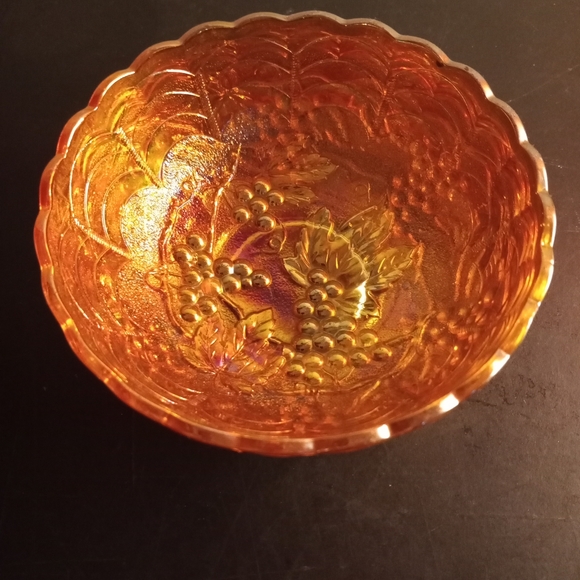 VTG Imperial Carnival Glass Marigold Grape Pattern 5" Decorative Bowl - Picture 7 of 7